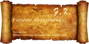 Forster Krisztofer névjegykártya